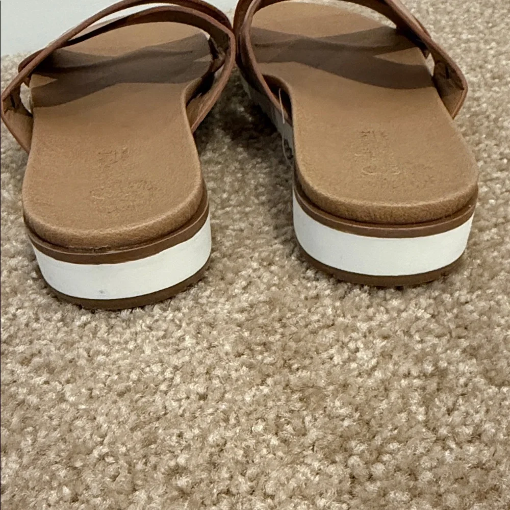 Catherine Malandrino Cognac Tan Cross-Strap Slide Sandals Size 6.5- NWOT - Picture 6 of 9